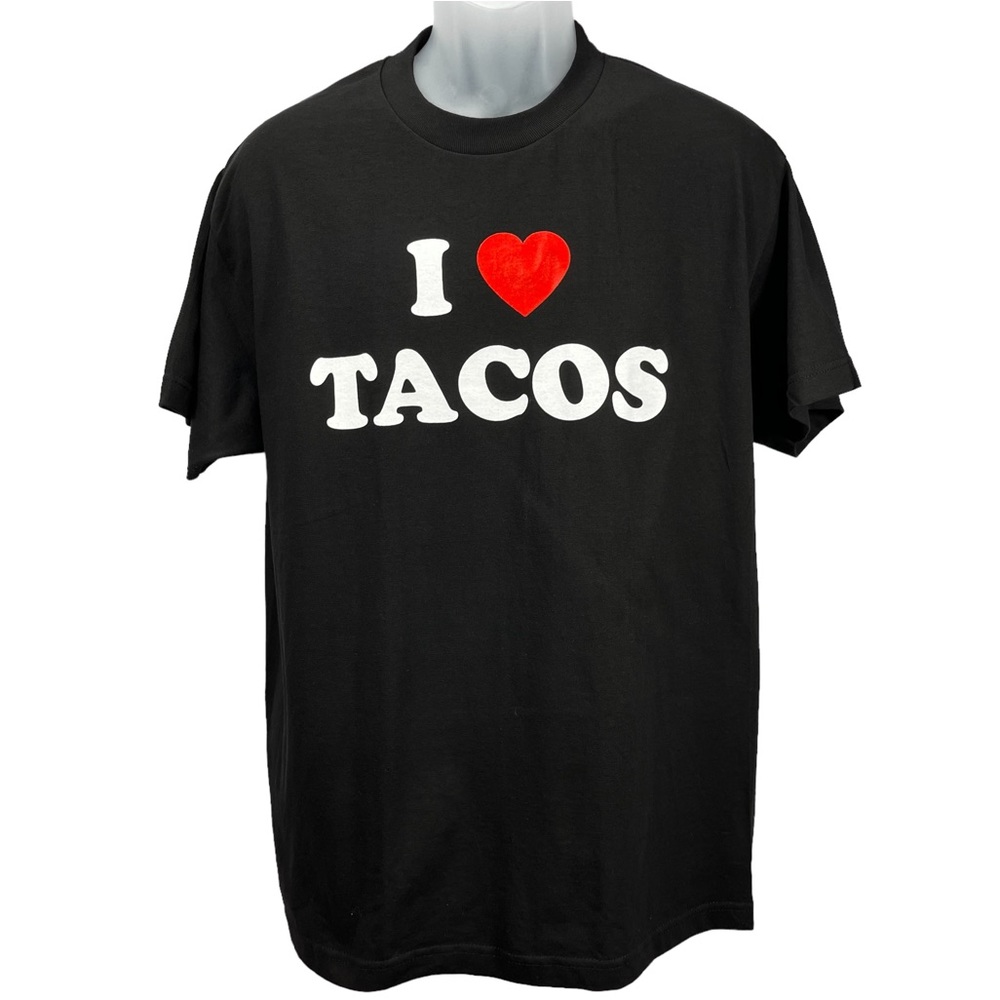 I ❤️ Tacos Men’s Large‎ Black Crewneck Short Sleeve Graphic Tee T-Shirt
